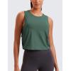 imageCRZ YOGA Pima Cotton Cropped Workout Tank Tops for Women  Sleeveless Sports Athletic Yoga Running Gym Crop ShirtsDeep Armholegraphite Green