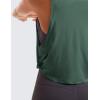 imageCRZ YOGA Pima Cotton Cropped Workout Tank Tops for Women  Sleeveless Sports Athletic Yoga Running Gym Crop ShirtsDeep Armholegraphite Green