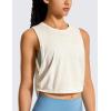 imageCRZ YOGA Pima Cotton Cropped Workout Tank Tops for Women  Sleeveless Sports Athletic Yoga Running Gym Crop ShirtsDeep Armholeice GreyWhite