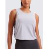 imageCRZ YOGA Pima Cotton Cropped Workout Tank Tops for Women  Sleeveless Sports Athletic Yoga Running Gym Crop ShirtsDeep Armholeiced Iris