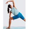 imageCRZ YOGA Pima Cotton Cropped Workout Tank Tops for Women  Sleeveless Sports Athletic Yoga Running Gym Crop ShirtsDeep Armholepure Blue