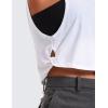imageCRZ YOGA Pima Cotton Cropped Workout Tank Tops for Women  Sleeveless Sports Athletic Yoga Running Gym Crop ShirtsDeep Armholewhite