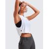 imageCRZ YOGA Pima Cotton Cropped Workout Tank Tops for Women  Sleeveless Sports Athletic Yoga Running Gym Crop ShirtsDeep Armholewhite