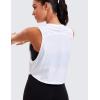 imageCRZ YOGA Pima Cotton Cropped Workout Tank Tops for Women  Sleeveless Sports Athletic Yoga Running Gym Crop ShirtsDeep Armholewhite