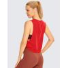 imageCRZ YOGA Pima Cotton Cropped Workout Tank Tops for Women  Sleeveless Sports Athletic Yoga Running Gym Crop ShirtsDeep Red