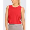 imageCRZ YOGA Pima Cotton Cropped Workout Tank Tops for Women  Sleeveless Sports Athletic Yoga Running Gym Crop ShirtsDeep Red