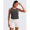 imageCRZ YOGA Pima Cotton Cropped Workout Tank Tops for Women  Sleeveless Sports Athletic Yoga Running Gym Crop ShirtsGrey Olive