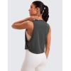 imageCRZ YOGA Pima Cotton Cropped Workout Tank Tops for Women  Sleeveless Sports Athletic Yoga Running Gym Crop ShirtsGrey Olive