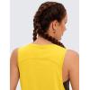 imageCRZ YOGA Pima Cotton Cropped Workout Tank Tops for Women  Sleeveless Sports Athletic Yoga Running Gym Crop ShirtsHigh Visibility Yellow
