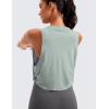 imageCRZ YOGA Pima Cotton Cropped Workout Tank Tops for Women  Sleeveless Sports Athletic Yoga Running Gym Crop ShirtsJade Grey