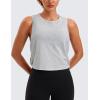 imageCRZ YOGA Pima Cotton Cropped Workout Tank Tops for Women  Sleeveless Sports Athletic Yoga Running Gym Crop ShirtsLight Grey Heather