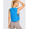 imageCRZ YOGA Pima Cotton Cropped Workout Tank Tops for Women  Sleeveless Sports Athletic Yoga Running Gym Crop ShirtsMadagascar Blue