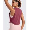 imageCRZ YOGA Pima Cotton Cropped Workout Tank Tops for Women  Sleeveless Sports Athletic Yoga Running Gym Crop ShirtsMisty Merlot