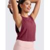 imageCRZ YOGA Pima Cotton Cropped Workout Tank Tops for Women  Sleeveless Sports Athletic Yoga Running Gym Crop ShirtsMisty Merlot