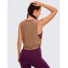 imageCRZ YOGA Pima Cotton Cropped Workout Tank Tops for Women  Sleeveless Sports Athletic Yoga Running Gym Crop ShirtsMocha Mousse
