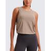 imageCRZ YOGA Pima Cotton Cropped Workout Tank Tops for Women  Sleeveless Sports Athletic Yoga Running Gym Crop ShirtsMortar Color