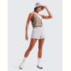 imageCRZ YOGA Pima Cotton Cropped Workout Tank Tops for Women  Sleeveless Sports Athletic Yoga Running Gym Crop ShirtsMortar Color
