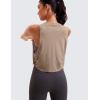 imageCRZ YOGA Pima Cotton Cropped Workout Tank Tops for Women  Sleeveless Sports Athletic Yoga Running Gym Crop ShirtsMortar Color