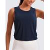imageCRZ YOGA Pima Cotton Cropped Workout Tank Tops for Women  Sleeveless Sports Athletic Yoga Running Gym Crop ShirtsNavy