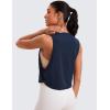 imageCRZ YOGA Pima Cotton Cropped Workout Tank Tops for Women  Sleeveless Sports Athletic Yoga Running Gym Crop ShirtsNavy