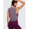 imageCRZ YOGA Pima Cotton Cropped Workout Tank Tops for Women  Sleeveless Sports Athletic Yoga Running Gym Crop ShirtsPurple Gray