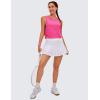 imageCRZ YOGA Pima Cotton Cropped Workout Tank Tops for Women  Sleeveless Sports Athletic Yoga Running Gym Crop ShirtsSonic Pink