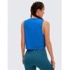 imageCRZ YOGA Pima Cotton Cropped Workout Tank Tops for Women  Sleeveless Sports Athletic Yoga Running Gym Crop ShirtsSparkle Blue