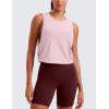 imageCRZ YOGA Pima Cotton Cropped Workout Tank Tops for Women  Sleeveless Sports Athletic Yoga Running Gym Crop ShirtsStrawberry Pink