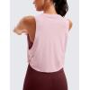 imageCRZ YOGA Pima Cotton Cropped Workout Tank Tops for Women  Sleeveless Sports Athletic Yoga Running Gym Crop ShirtsStrawberry Pink