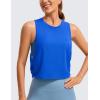 imageCRZ YOGA Pima Cotton Cropped Workout Tank Tops for Women  Sleeveless Sports Athletic Yoga Running Gym Crop ShirtsStrong Blue