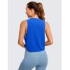 imageCRZ YOGA Pima Cotton Cropped Workout Tank Tops for Women  Sleeveless Sports Athletic Yoga Running Gym Crop ShirtsStrong Blue