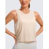 imageCRZ YOGA Pima Cotton Cropped Workout Tank Tops for Women  Sleeveless Sports Athletic Yoga Running Gym Crop ShirtsWhite Opal