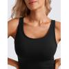 imageCRZ YOGA Womens Butterluxe Double Lined Workout Tank Tops Scoop Neck Racerback Cropped Casual Sleeveless ShirtBlack