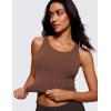 imageCRZ YOGA Womens Butterluxe Double Lined Workout Tank Tops Scoop Neck Racerback Cropped Casual Sleeveless ShirtCoffee Brown