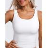 imageCRZ YOGA Womens Butterluxe Double Lined Workout Tank Tops Scoop Neck Racerback Cropped Casual Sleeveless ShirtWhite