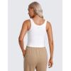 imageCRZ YOGA Womens Butterluxe Double Lined Workout Tank Tops Scoop Neck Racerback Cropped Casual Sleeveless ShirtWhite