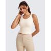 imageCRZ YOGA Womens Butterluxe Double Lined Workout Tank Tops Scoop Neck Racerback Cropped Casual Sleeveless ShirtWhite Apricot