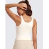 imageCRZ YOGA Womens Butterluxe Double Lined Workout Tank Tops Scoop Neck Racerback Cropped Casual Sleeveless ShirtWhite Apricot