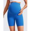 imageCRZ YOGA Womens Butterluxe Maternity Biker Shorts Over The Belly 6quot  Pregnancy Yoga Workout ActivewearSparkle Blue