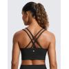 imageCRZ YOGA Womens Butterluxe Strappy Longline Sports Bra  Molded Cup Double Spaghetti Strap Workout Yoga Crop Top AthleticBlack