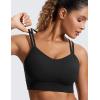 imageCRZ YOGA Womens Butterluxe Strappy Longline Sports Bra  Molded Cup Double Spaghetti Strap Workout Yoga Crop Top AthleticBlack