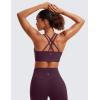 imageCRZ YOGA Womens Butterluxe Strappy Longline Sports Bra  Molded Cup Double Spaghetti Strap Workout Yoga Crop Top AthleticDeep Purple