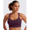 imageCRZ YOGA Womens Butterluxe Strappy Longline Sports Bra  Molded Cup Double Spaghetti Strap Workout Yoga Crop Top AthleticDeep Purple