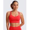 imageCRZ YOGA Womens Butterluxe Strappy Longline Sports Bra  Molded Cup Double Spaghetti Strap Workout Yoga Crop Top AthleticDeep Red