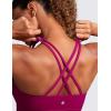 imageCRZ YOGA Womens Butterluxe Strappy Longline Sports Bra  Molded Cup Double Spaghetti Strap Workout Yoga Crop Top AthleticMagenta Purple