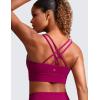 imageCRZ YOGA Womens Butterluxe Strappy Longline Sports Bra  Molded Cup Double Spaghetti Strap Workout Yoga Crop Top AthleticMagenta Purple