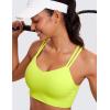 imageCRZ YOGA Womens Butterluxe Strappy Longline Sports Bra  Molded Cup Double Spaghetti Strap Workout Yoga Crop Top AthleticNeon Yellow