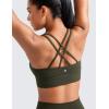 imageCRZ YOGA Womens Butterluxe Strappy Longline Sports Bra  Molded Cup Double Spaghetti Strap Workout Yoga Crop Top AthleticOlive Green