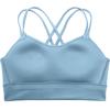 imageCRZ YOGA Womens Butterluxe Strappy Longline Sports Bra  Molded Cup Double Spaghetti Strap Workout Yoga Crop Top AthleticPure Blue