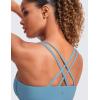 imageCRZ YOGA Womens Butterluxe Strappy Longline Sports Bra  Molded Cup Double Spaghetti Strap Workout Yoga Crop Top AthleticPure Blue